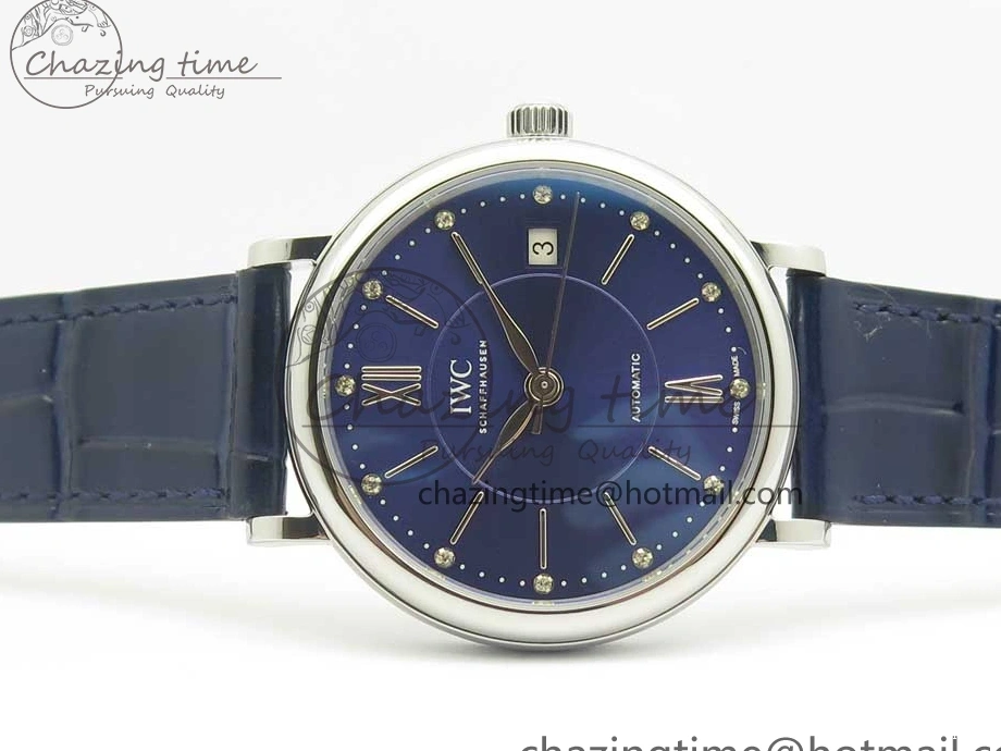 MIROTIME 0102 Portofino IW458101 SS MK 1:1 Best Edition Blue Dial On Blue Leather Strap MIYOTA MoistureWicking 7168